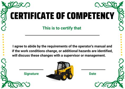 Verification of Competency for a Skid Steer Loader